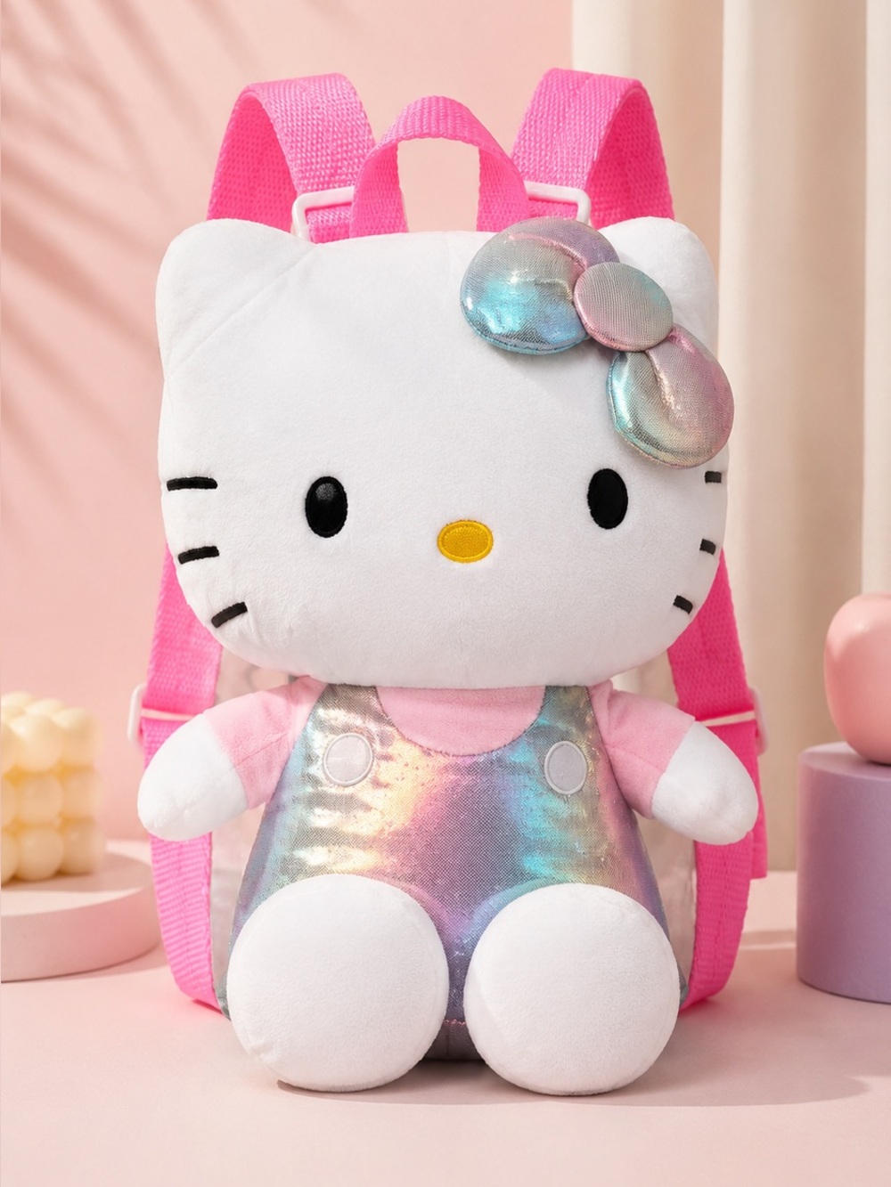 NWT Sanrio Hello Kitty 13” Iridescent Rainbow Plush Backpack